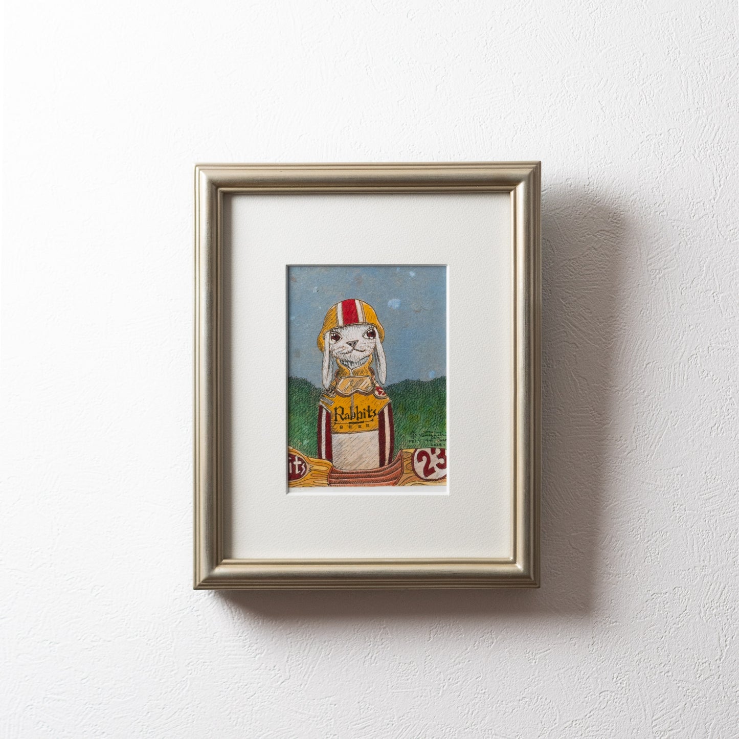 【原画 1点限り】 山口祥治作 絵画 「うさぎのバイク」
