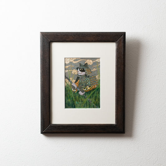 【原画 1点限り】 山口祥治作 絵画 「猫サムライ」