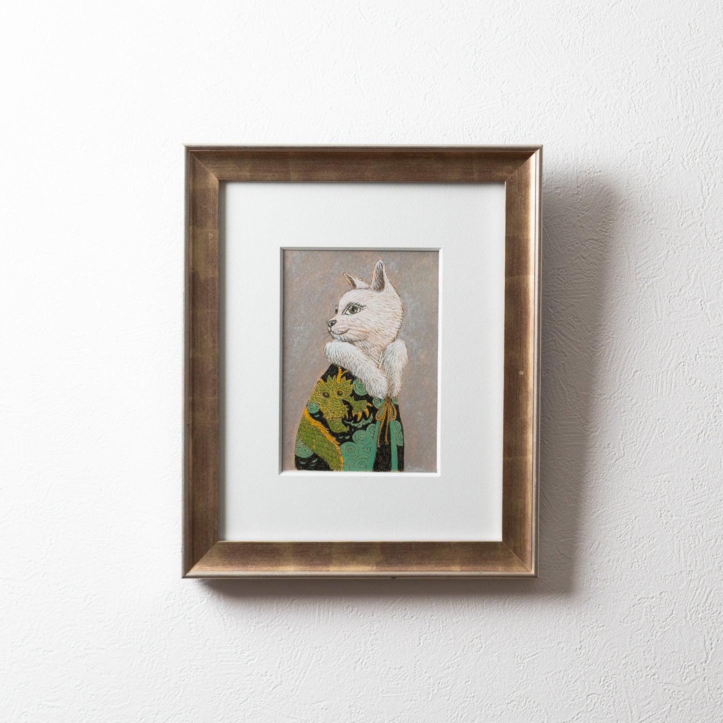 【原画 1点限り】 山口祥治作 絵画 「猫と竜」
