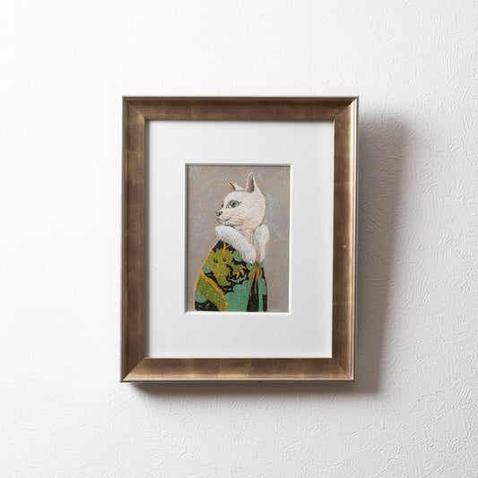 【原画 1点限り】 山口祥治作 絵画 「猫と竜」