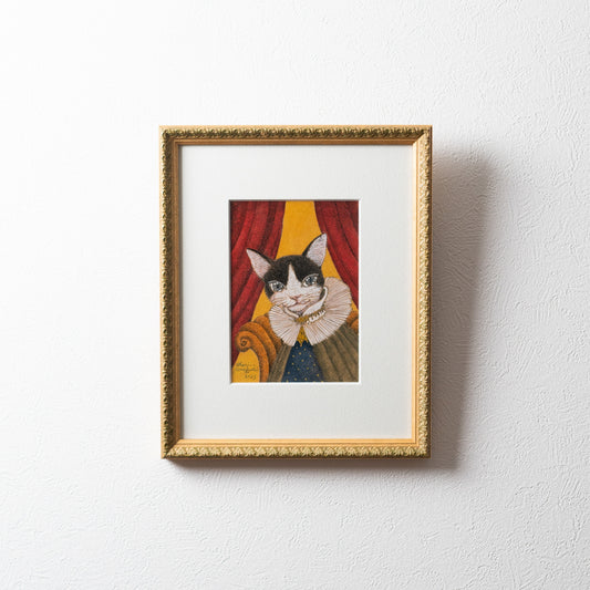 【原画 1点限り】 山口祥治作 絵画 「猫の王宮」
