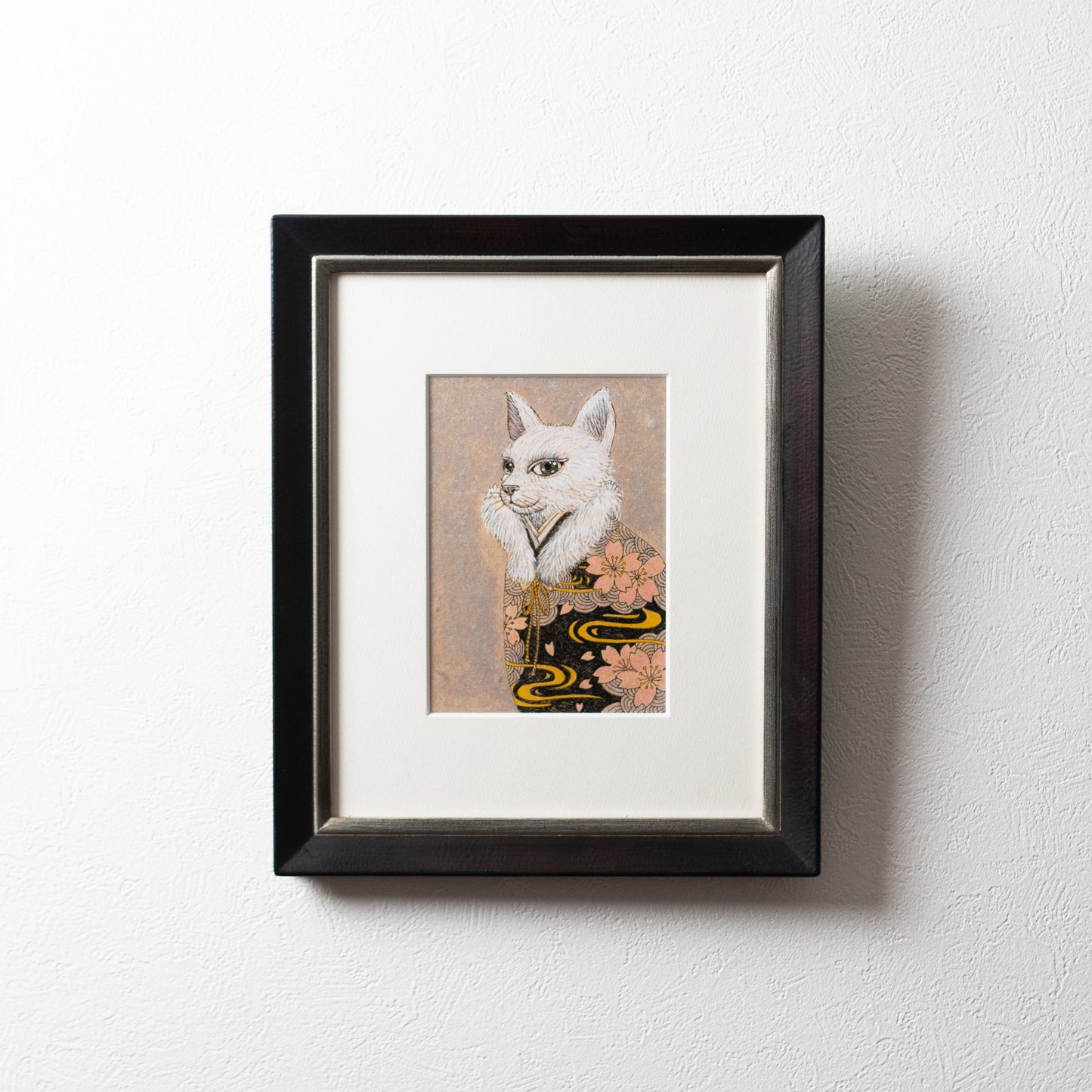 【原画 1点限り】 山口祥治作 絵画 「猫と桜」