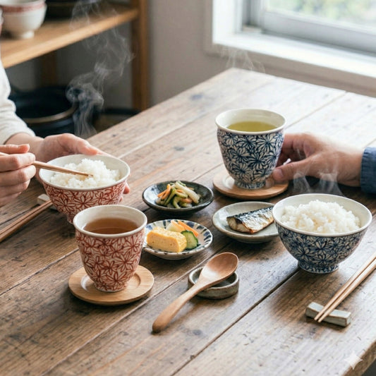 花詰 赤絵 染付 茶碗&湯呑み 計4点セット【作家・山口祥治 手描き】独自ブレンド土と渋み呉須が魅せる「花詰」茶碗&湯呑み セット 有田焼