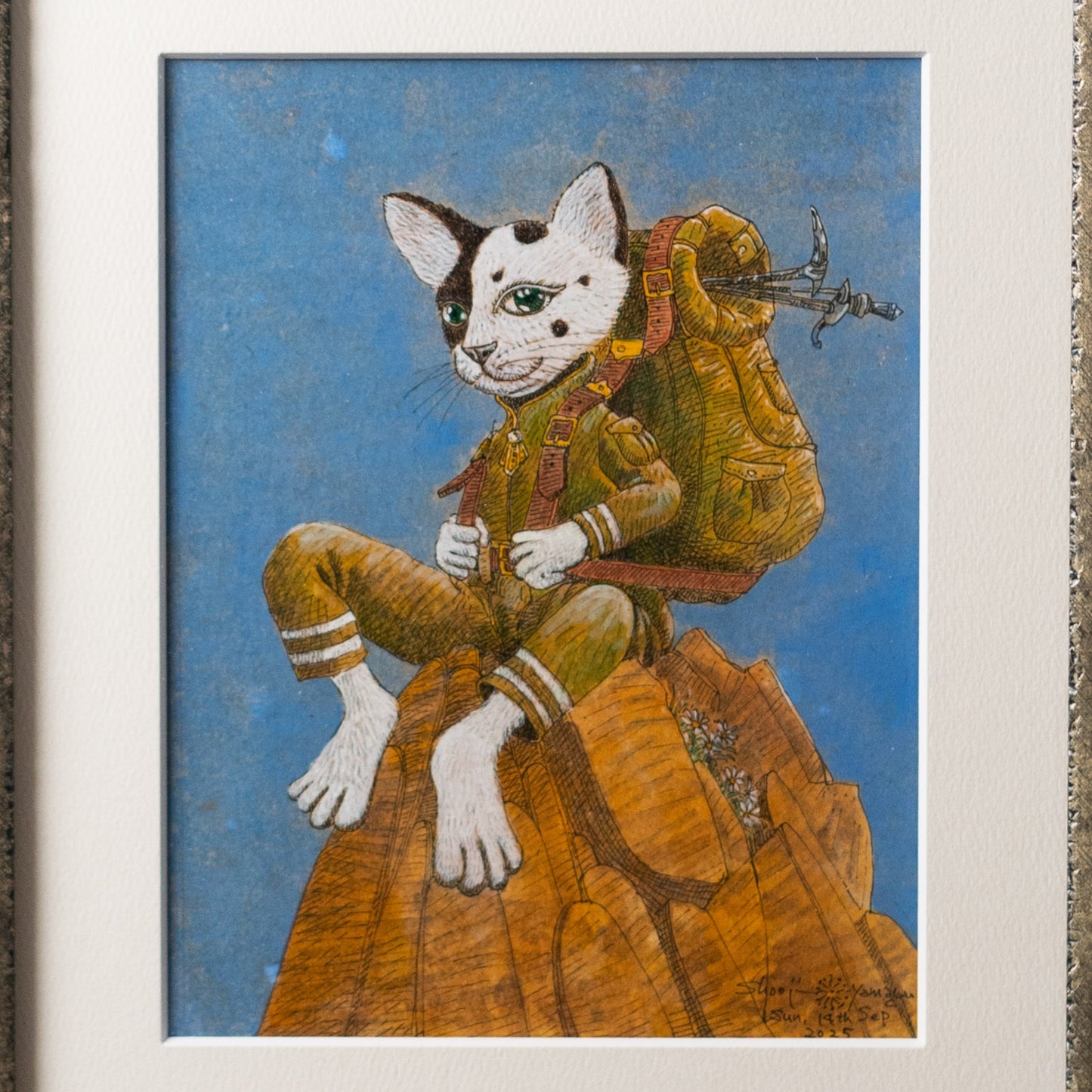 【原画 1点限り】 山口祥治作 絵画 「やま登り」