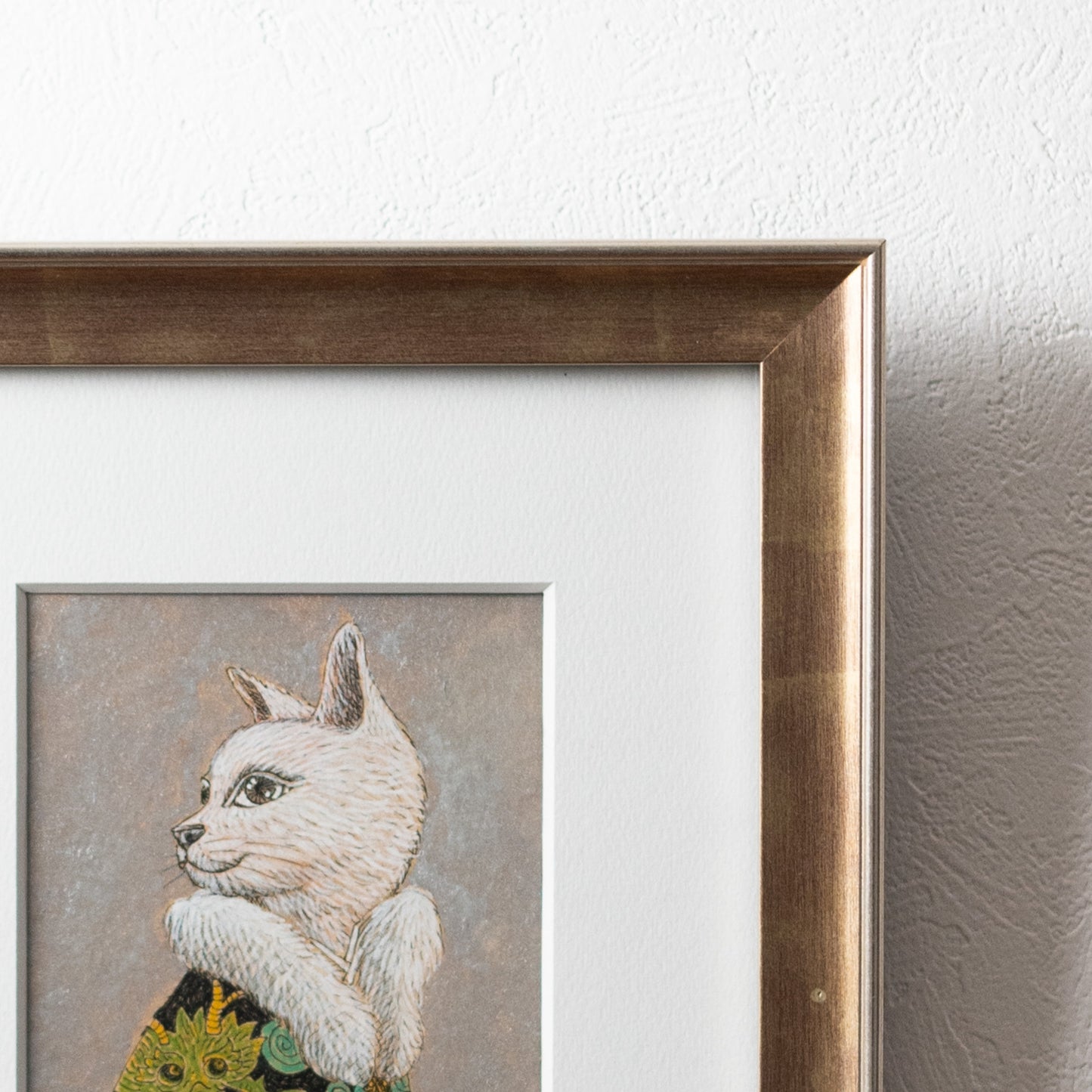 【原画 1点限り】 山口祥治作 絵画 「猫と竜」