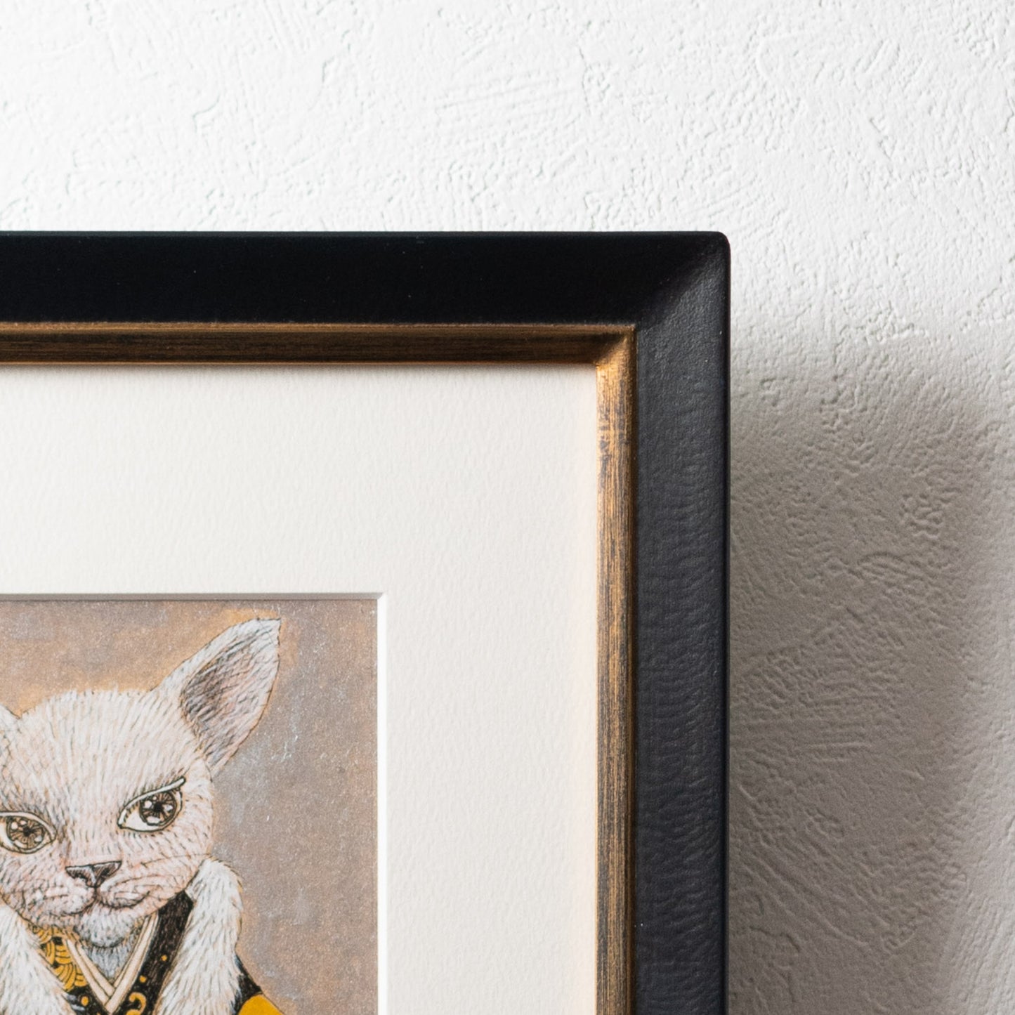 【原画 1点限り】 山口祥治作 絵画 「猫と骸骨」