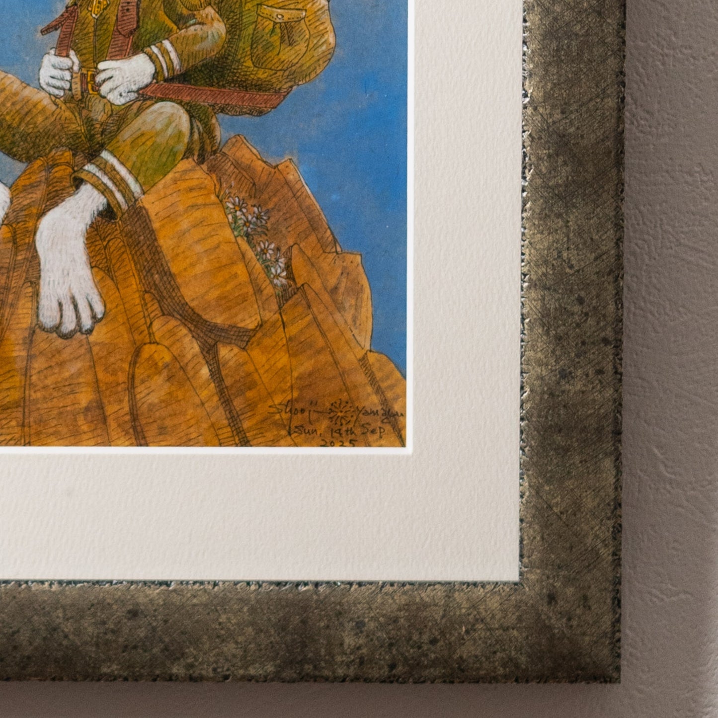 【原画 1点限り】 山口祥治作 絵画 「やま登り」